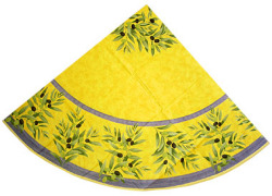 French Round Tablecloth Coated (olives. yellow)